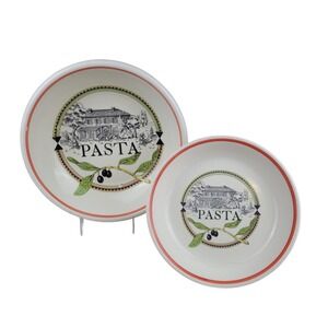 Vintage Himark Pasta Bowl Set Made in Italy Ceramic Serving & Individual Bowls
